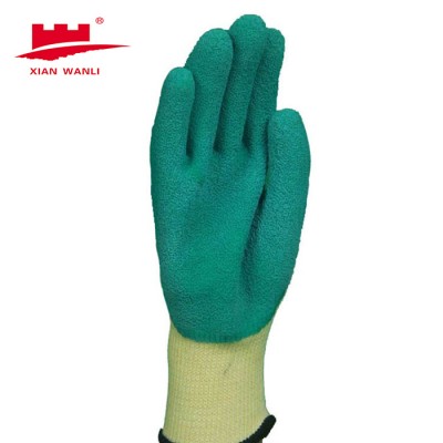 Hubei Wanli latex rubber coated safety work gloves hand gloves