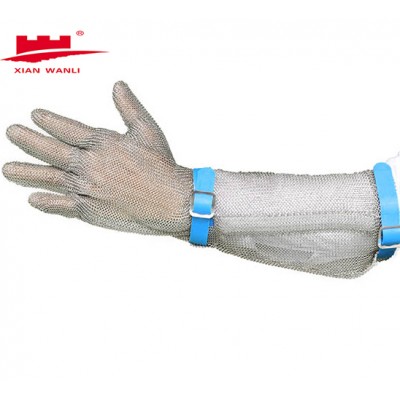 Hubei Wanli Steel Metal Mesh Butcher Glove long forearm protective hands from cut Gloves